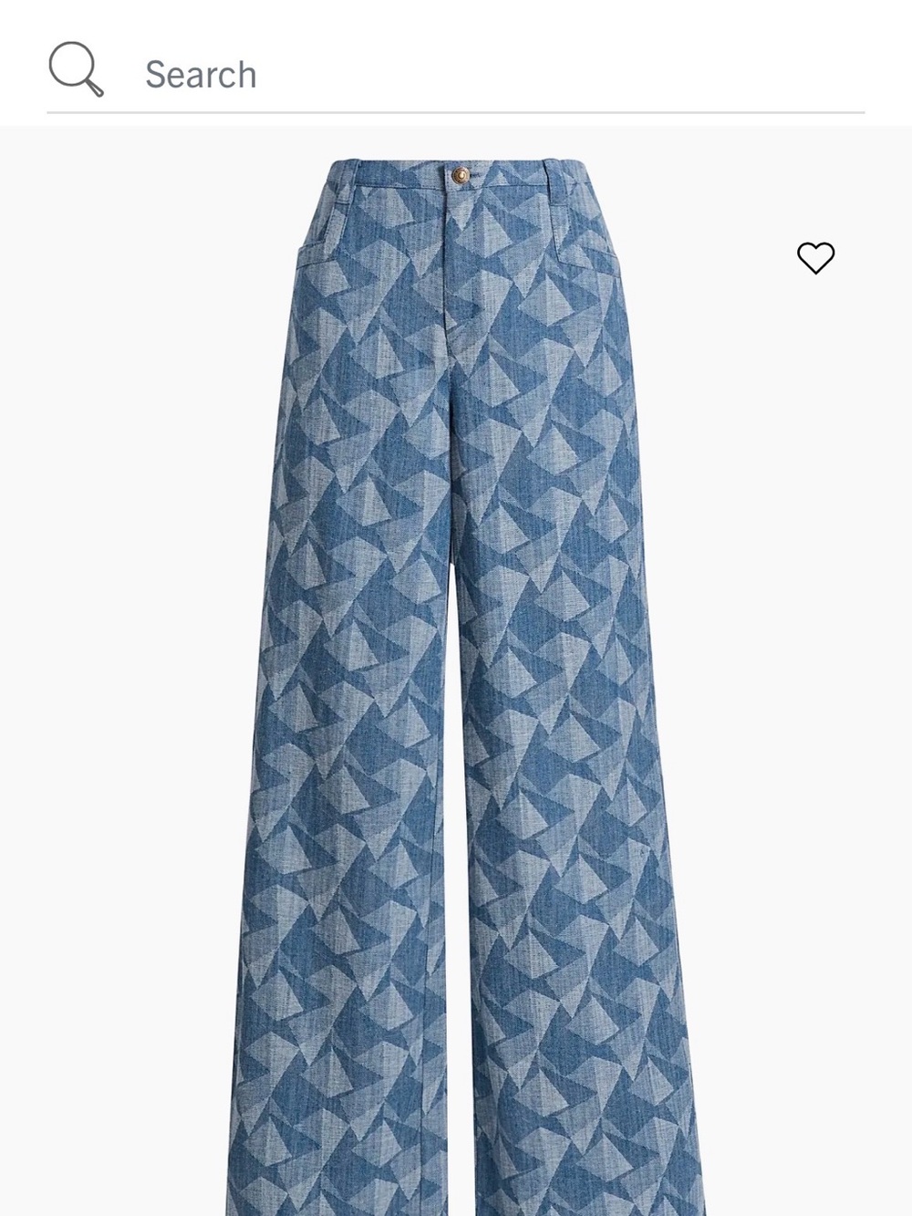 Rare HTF Ramy Brook Blue Geometric Wide-Leg Jeans